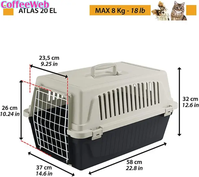 Ferplast Trasportino Rigido per Cani Piccola Taglia E Gatti Atlas 20 El, Box per 3