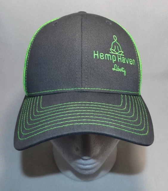 Men's Hemp Haven Liberty Black/Neon Green Adjustable Strapback Mesh Weed