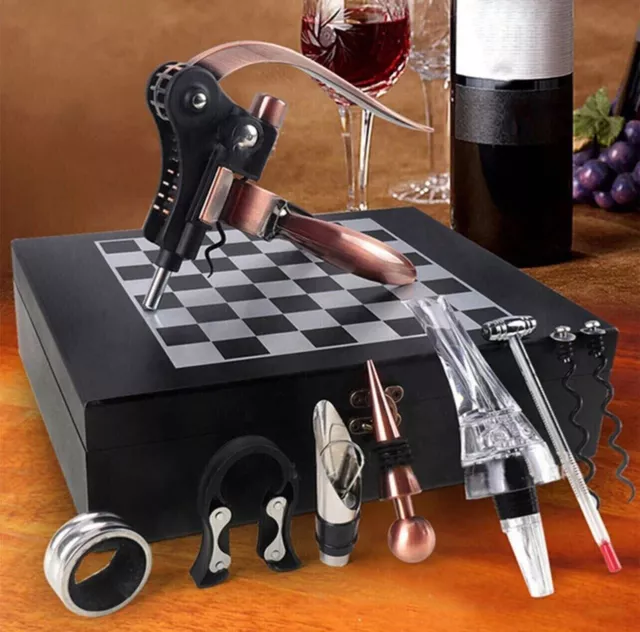 Wine Opener With Rabbit Corkscrew Christmas Gift set With Chess Board Wooden Box 3