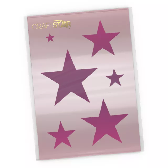 Stars Stencil - A4 Sized Mylar Star Templates (6 Star Sizes from 2 to 12 cm)