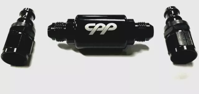 CPP Universal Power Steering Fuel In-line Filter with -8 AN 1/2' push lock ends