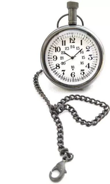Montre De Poche Avec Chaîne En Laiton Boîtier Ouvert Fob