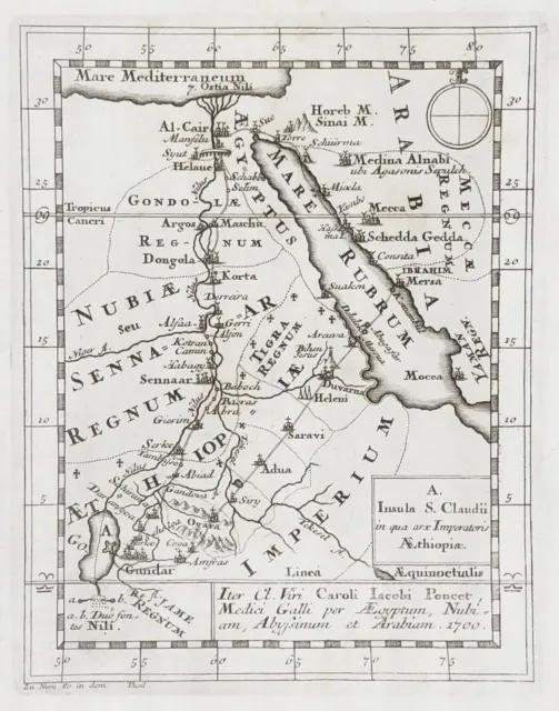 Egypt Egypte Ägypten Red Sea Arabia carte map Karte Stöcklein engraving 1726