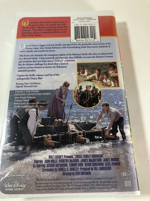 VINTAGE SWISS FAMILY Robinson Walt Disney VHS With Clamshell Case NEW ...
