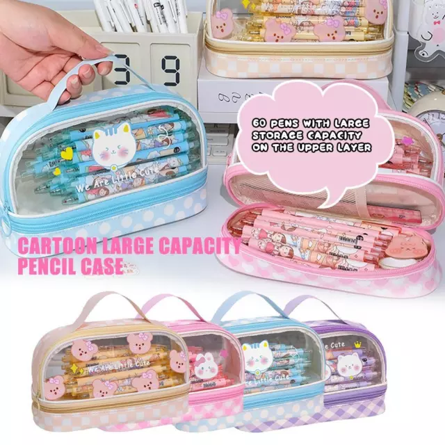 Opening Season Cartoon Large Capacity Pen Bag Cute Stationery Makeup Box D0D1