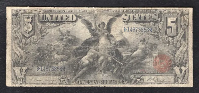 Fr. 268 1896 $5 Five Dollars “Educational” Silver Certificate Currency Note