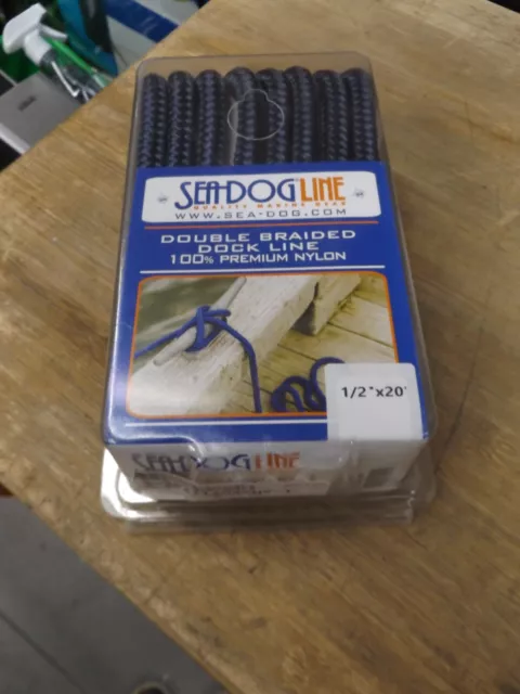 Sea Dog 302112020NV-1 Double Braided Nylon Dock Line, 1/2" x 20' - Navy - NEW