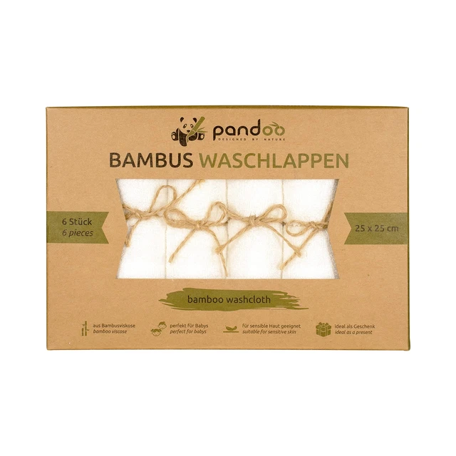 pandoo 6 pandoo Waschlappen Bambus weiB 25,0 x 25,0 cm NEU