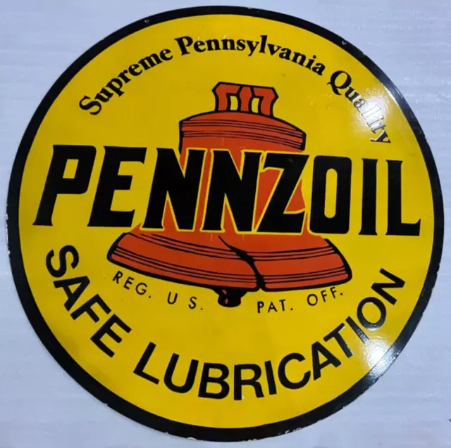 Pennzoil Safe Lubricants Gas & Oil Porcelain Enamel Sign 48" Dsp