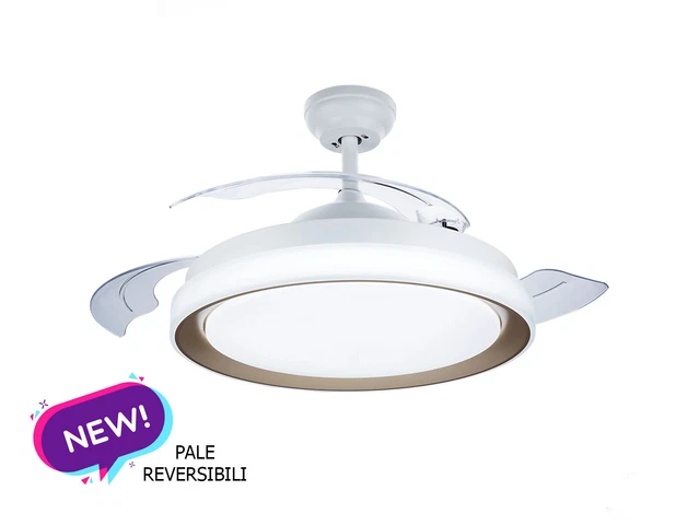 Ventilatore A Soffitto Con Pale A Scomparsa CFG 105 Cm - LED 3 Colori, Telecomando, Timer, Motore DC 50W