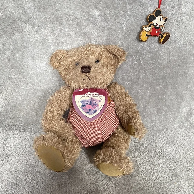 Zondervan Gifts 14” Bear Brown Sitting Plush Stuffed Animal Toy Red Overalls B7