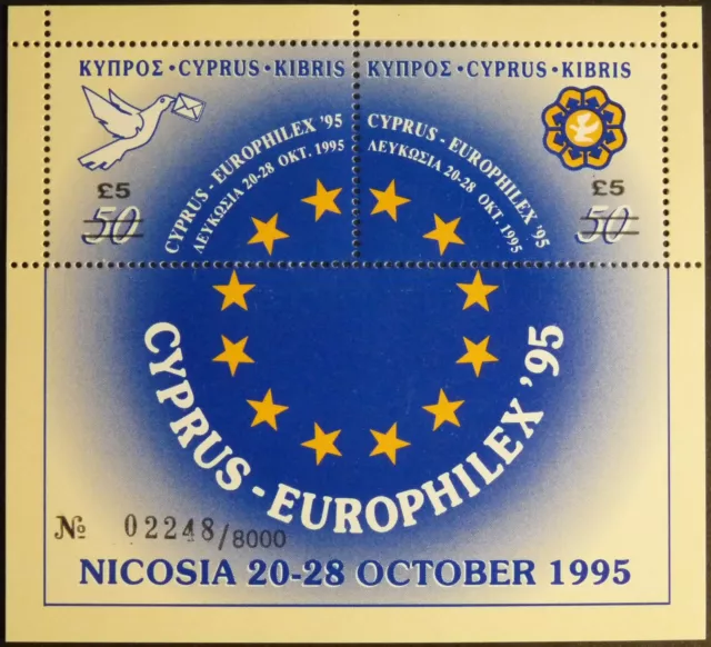 Zypern, gr.: Block 18, Überdruckausgabe, EUROPHILEX 1995 mit Folder, postfrisch