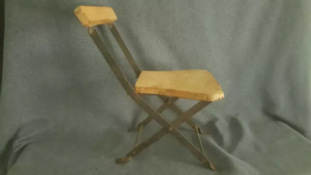 Antique Primitive Wooden Folding Chair child or doll Rustic