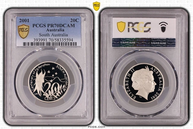 PCGS 2001 AUSTRALIA 20C Capital Territory PR70DCAM $29.00