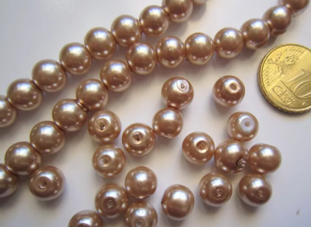 Perlas cristal nacarado 6 mm X 50 UNIDADES color marrón claro bisutería