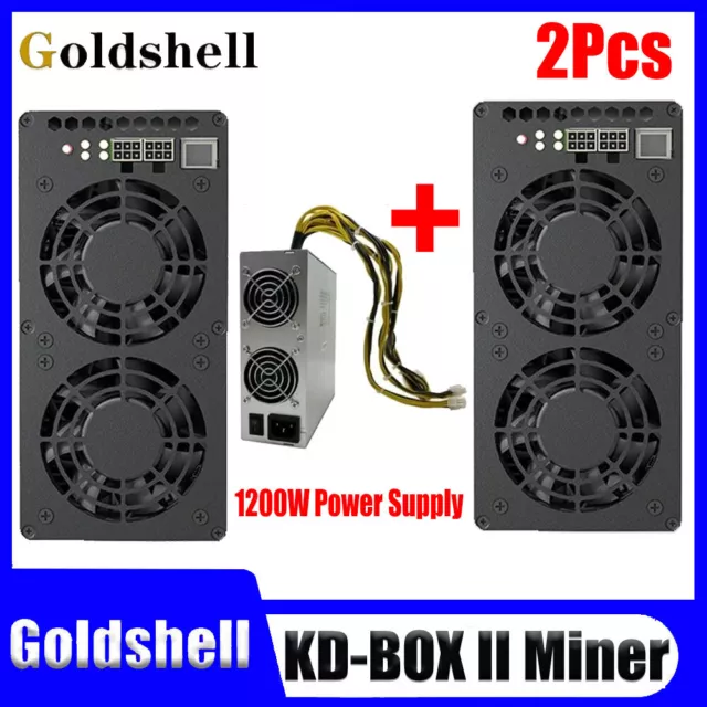 2 Pack New Goldshell KD BOX II Miner 5TH 400W Kadena KDA Crypto with 1200W PSU