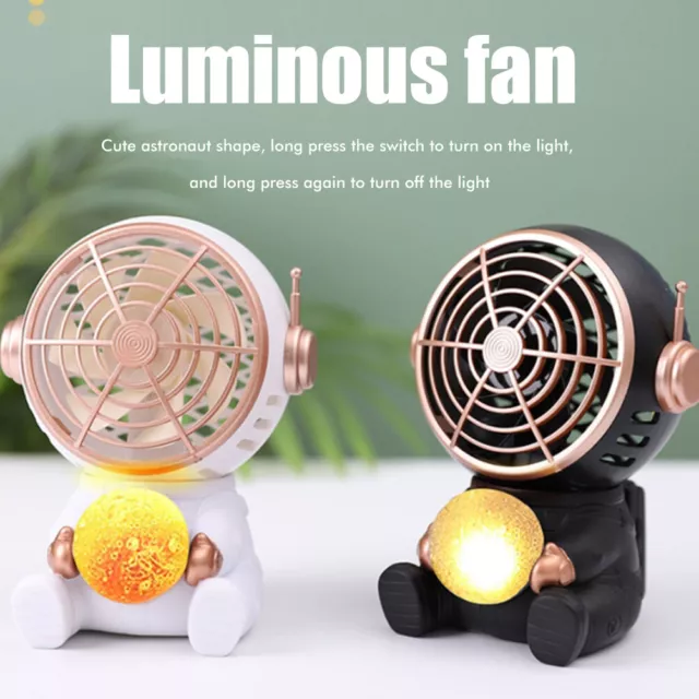 Portable Mini Fan Cartoon Astronaut Shaped Rechargeable Desk Fan With Planet(01