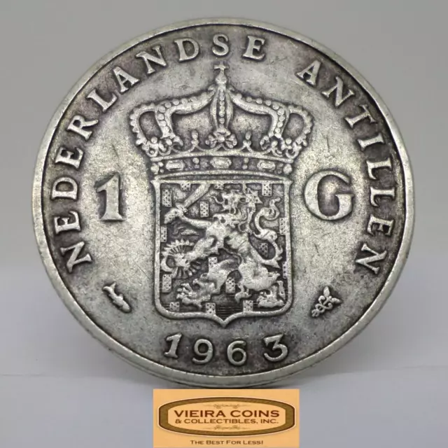 1963 Netherlands Antillen Silver 1 Gulden - #C26071NQ