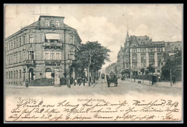 AK, Lithografie/Foto, Zwickau - Bahnhofstraße, 1903, (DK)21051