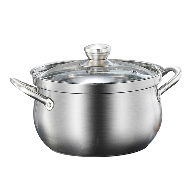 Pentole per zuppa in acciaio inox vetro temperato pentole padella antiaderente argento