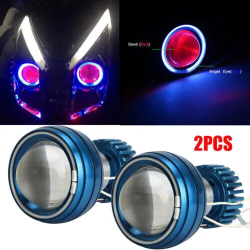 LED Headlight Angel Eye Demon Projector 2x Motorcycle For Honda CBR 600 1000 RR