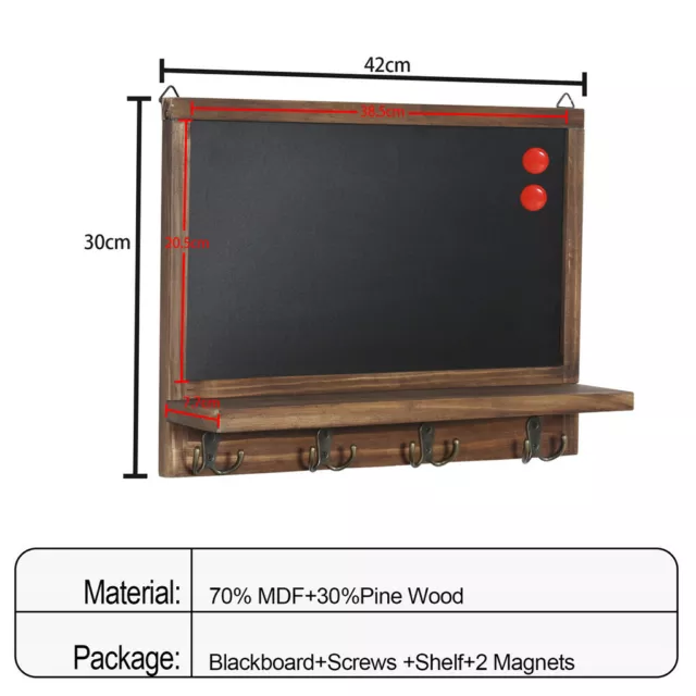 Vintage Wood Framed Chalkboard Magnetic With Key Hooks Shaby Chic Blackboard DIY 3