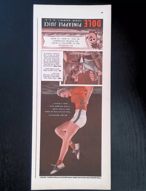 Print Ad 1940's Hawaii Dole Pineapple Girl Red Sweater Shorts Saddle Shoes Legs