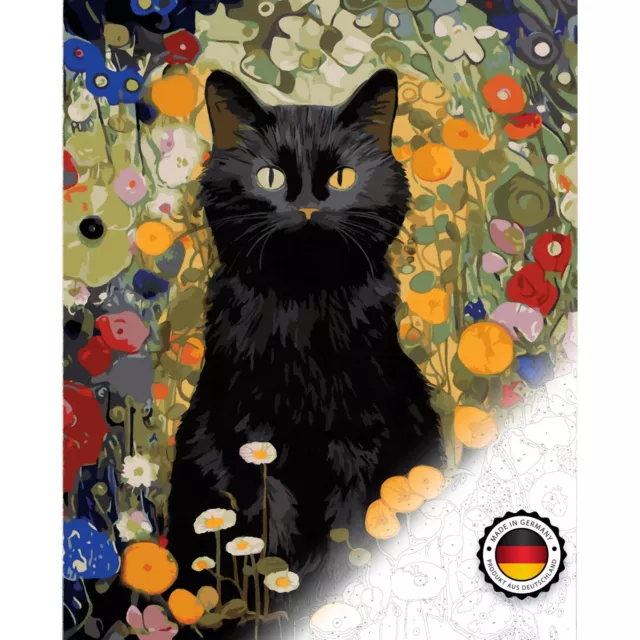Gustav Klimt Garten Katze Malen nach Zahlen für Erwachsene 50x40 cm