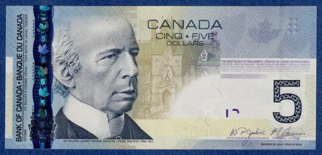 Canada $5 (2006/2009) - BC-67b / P-101A aUNC/UNC  Note -  Prefix AAK5978804