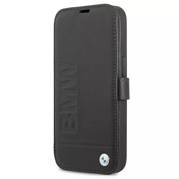 Étui pour Téléphone Portable BMW IPHONE 13 Coque Bookcase Cuir Véritable Noir