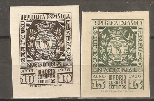 1936 Exposicion De Madrid Edifil 727/8* Con Fijasellos