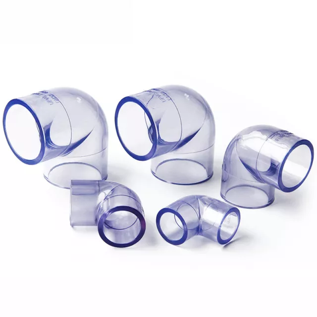 Clear PVC Elbow Pipe Fittings 20mm-110mm Aquarium Fish Tank Pond Solvent Weld