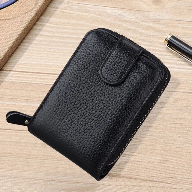 Men Women Wallet Genuine Leather RFID Zip Around Bifold Credit Card Holder Purse 5