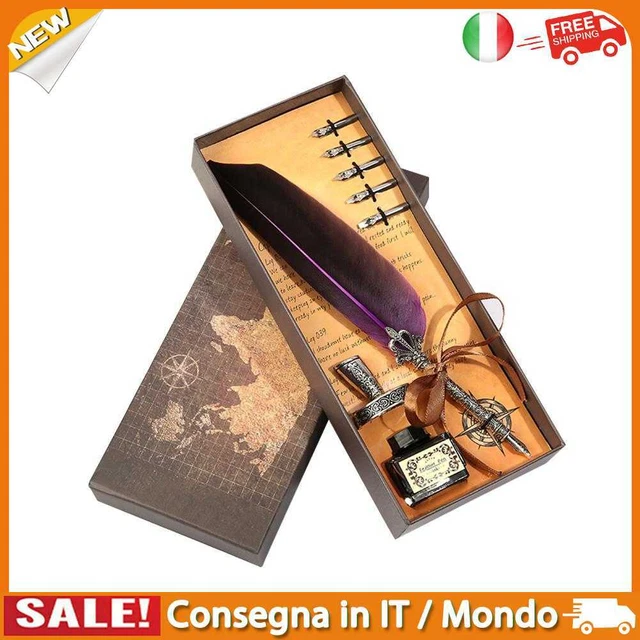 IT Calligraphy Feather Dip Pen Writing Ink Quill Fountain Pen Set (Purple)