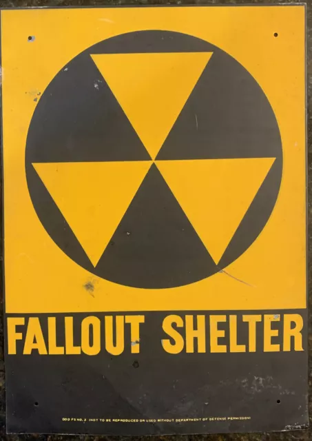 VTG 10 X 14 Original Fallout Shelter  Galvanized Metal sign Defense USA