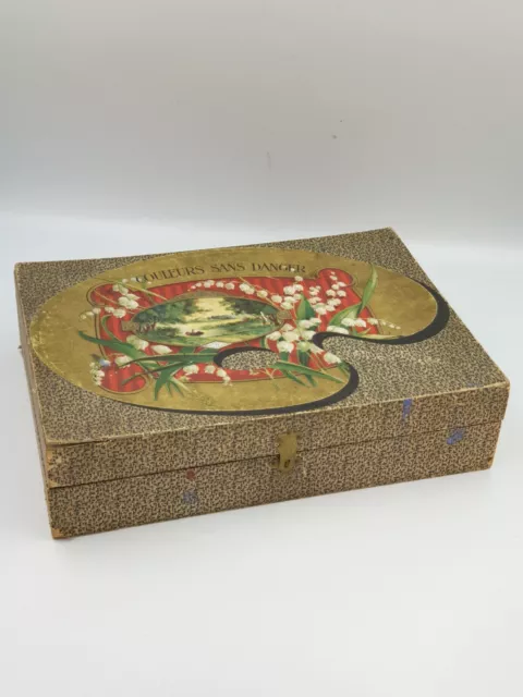 Boîte peinture en carton Décor muguet Bourgeois Ainé Couleurs sans danger 1920
