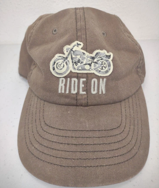 Ride On Motorcycle Hat by Life Is Good Adjustable Embroidered Brown