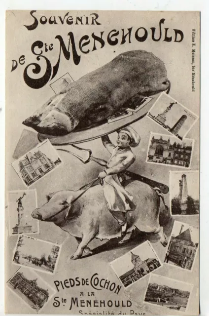 SAINTE MENEHOULD - Marne - CPA 51 - Souvenir of ... The feet of the pig multivue