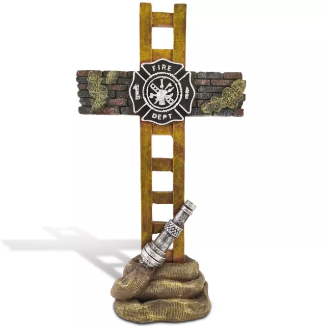 Firefighter Gifts for Men, Fireman Gifts for Men, Fireman Standing Cross Statue