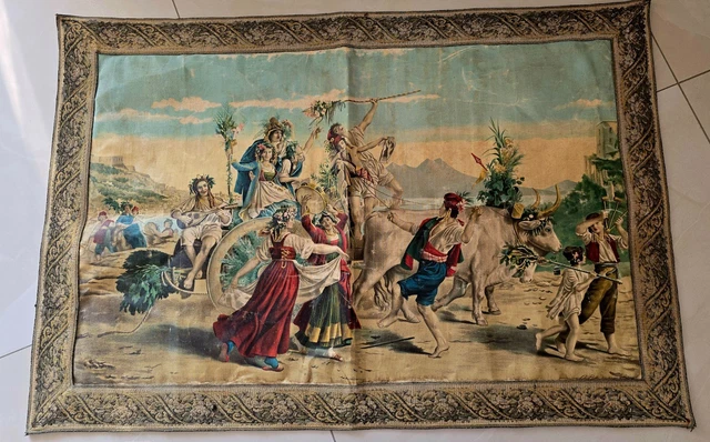 Tapisserie D'art Ancien - Donne Al Mare - Signé A. Borsari Da Giuliano - Fin 19ème