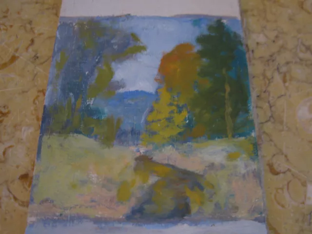 Vtg Antique Début 20th Siècle E Un Trego Huile Sur Board Peinture De 3 Paysages 3