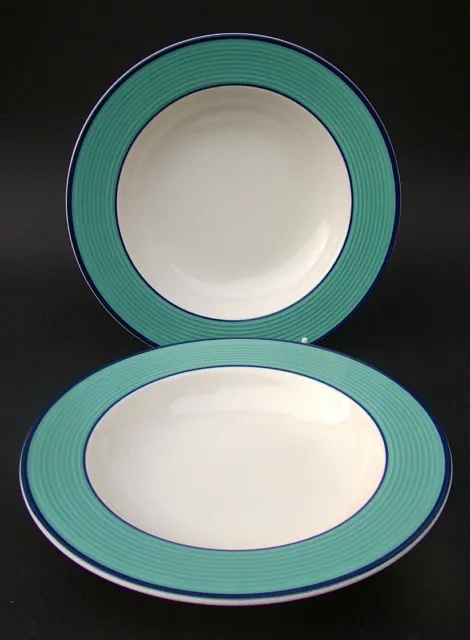 2 Marks & Spencer Turquoise Rimini Turquoise Soup Dessert Bowls Plates 22cm New
