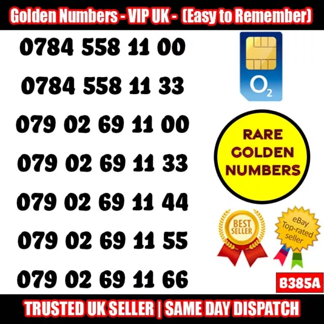 Sim Card Gold Easy Numero Di Cellulare Memorabile Platino Vip Uk Pay As You Go - B385A