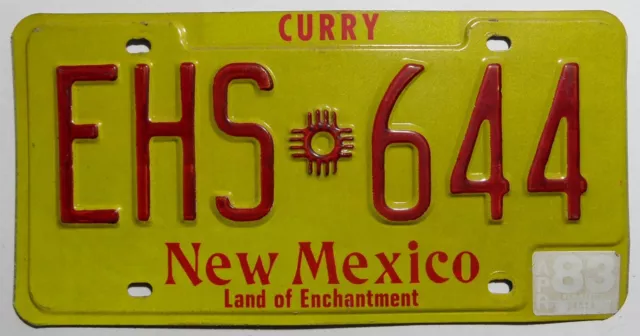 USA Nummernschild aus New Mexico "LAND OF ENCHANTMENT" CURRY von 1983.