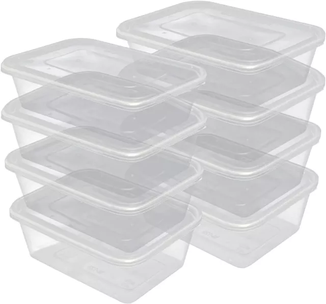 Food Containers With Lids Takeaway Plastic Microwave Freezer Safe Storage Boxes