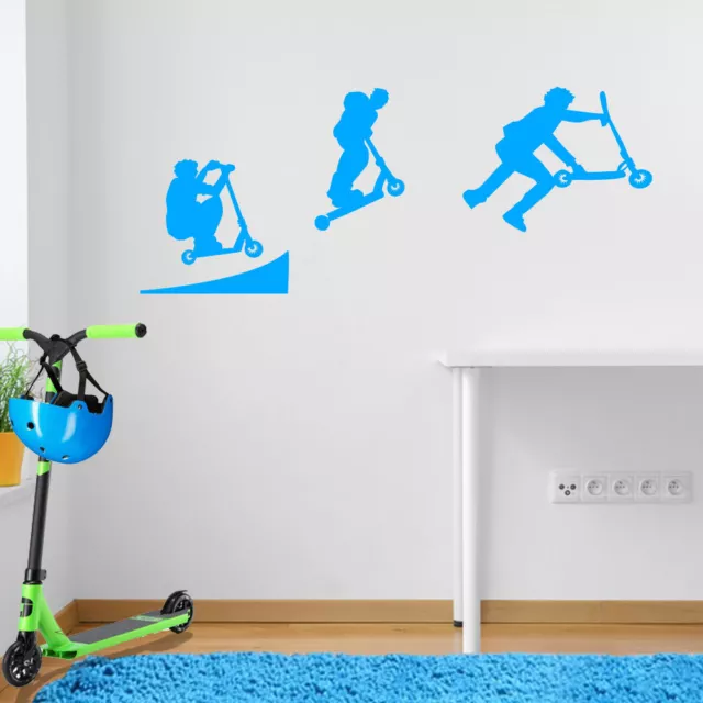 Stunt Scooter Ramp Jump Kids Children Street Ride DIY Wall Stickers Decals A107