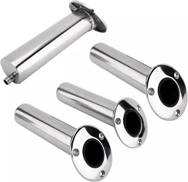 YaeMarine 4-Pack Heavy Duty Stainless Steel 316 Deluxe Rod Holders with Drain,