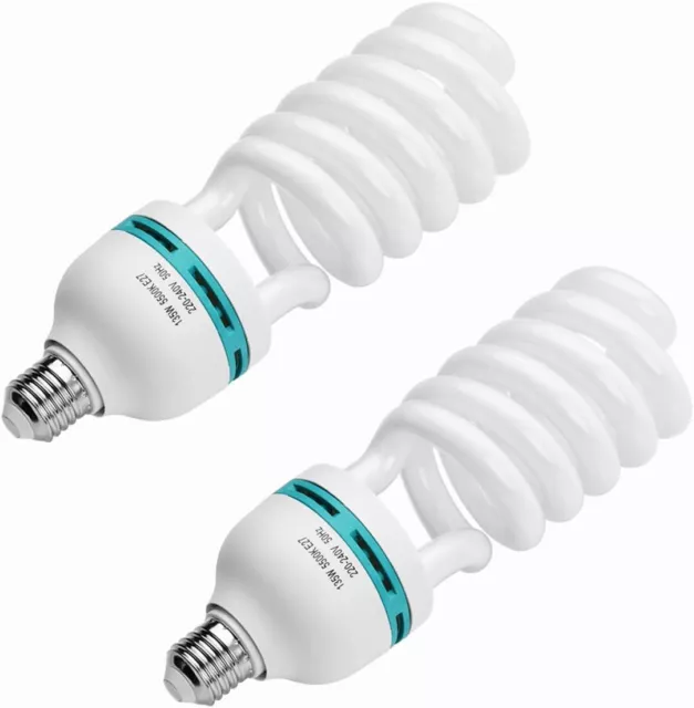 Andoer 2 x CFL Daylight White 135W 5500K CRI90, E27 Energy Saving Light Bulb