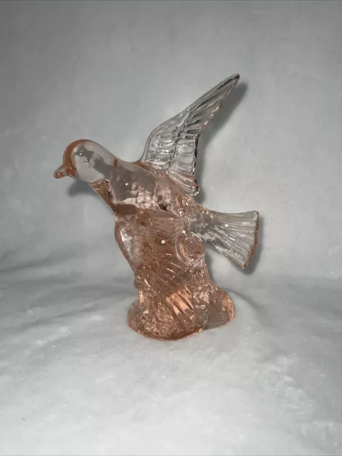 Vintage MOSSER Glass Bird Figurine Light Pink