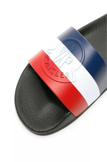 NIB NEW Moncler Jeanne black navy blue white logo rubber slide sandals 37 38 39 2